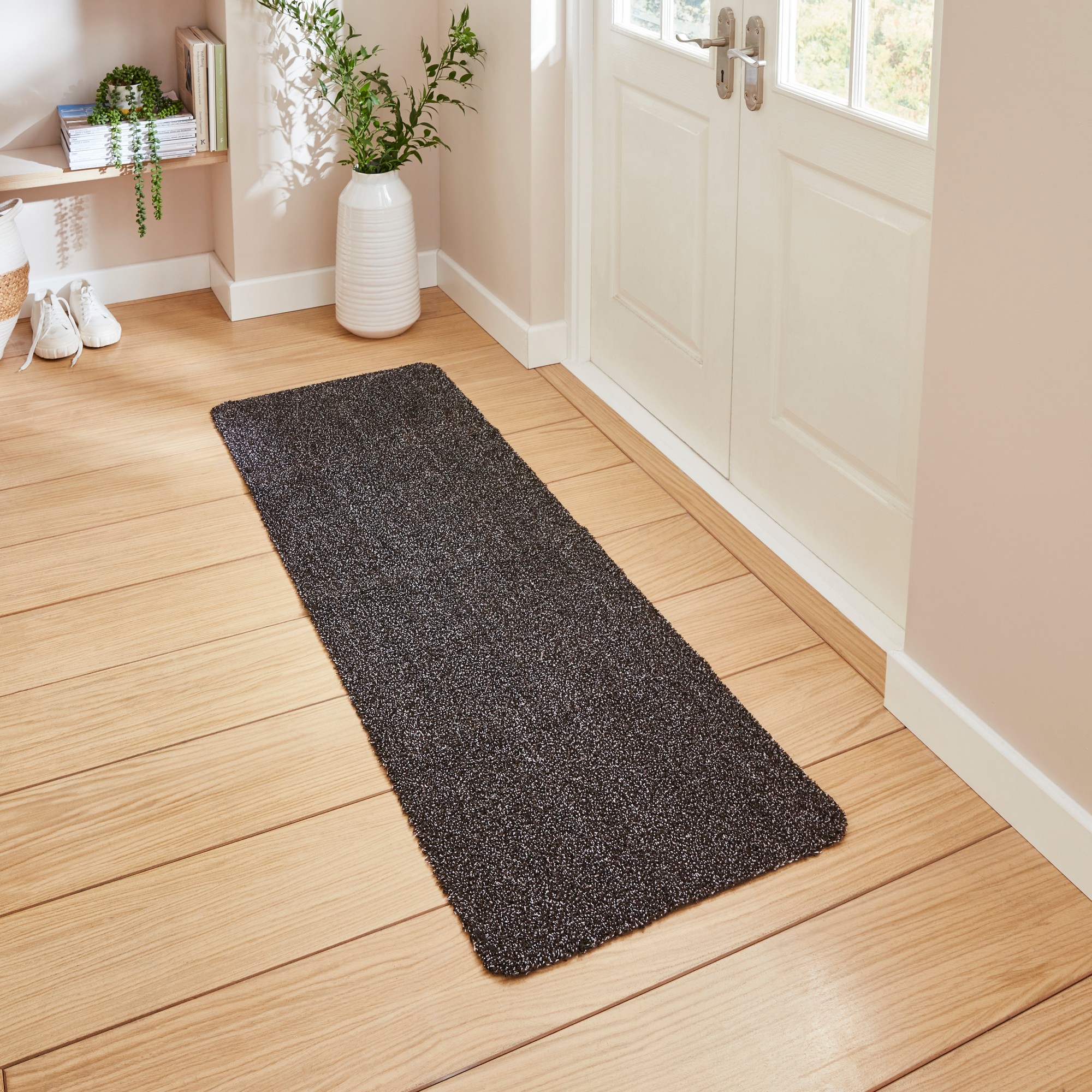 Maxi Mat Plain Washable Utility Runner Doormat In Dark Brown